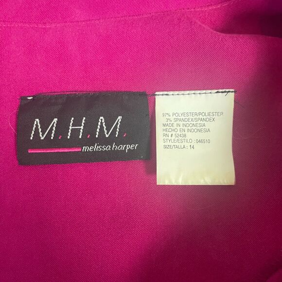 Vintage Blazer Jacket Womens Size 14 Hot Pink Black Stripe Cropped Suede 90s Y2K - Picture 10 of 13